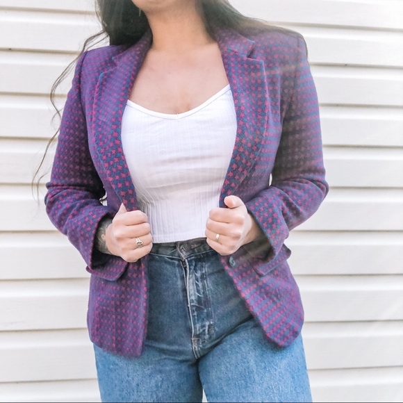 SOLD | Pendleton Wool Houndstooth Blazer Jacket - Picture 2 of 12